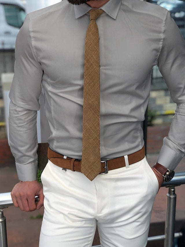 Chemise à Manches Longues en Polyester à Coupe Standard pour Homme