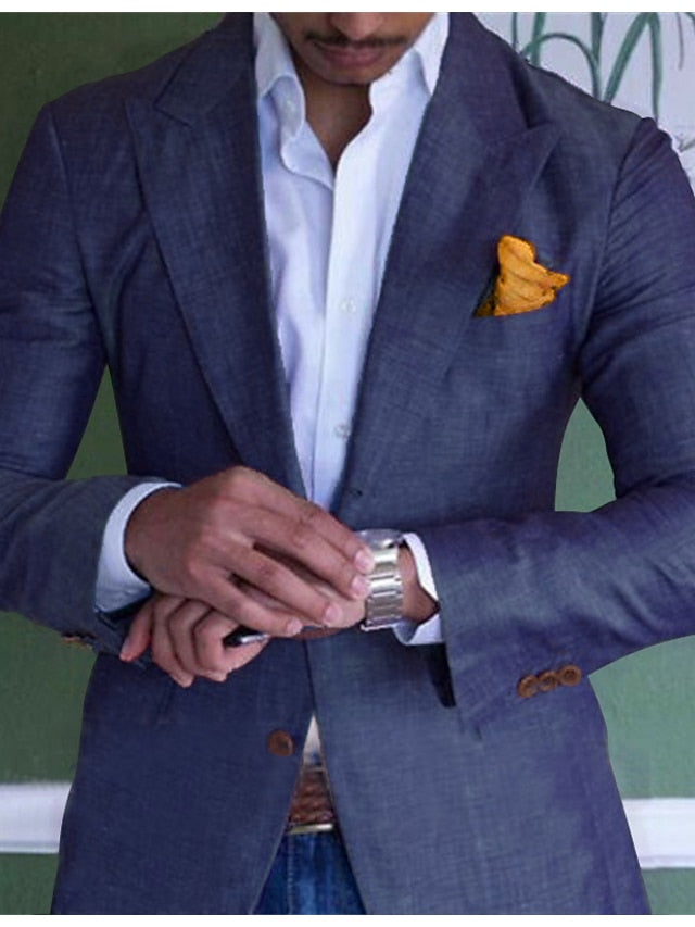 Veste Blazer à Deux Boutons à Coupe Ajustée pour Homme