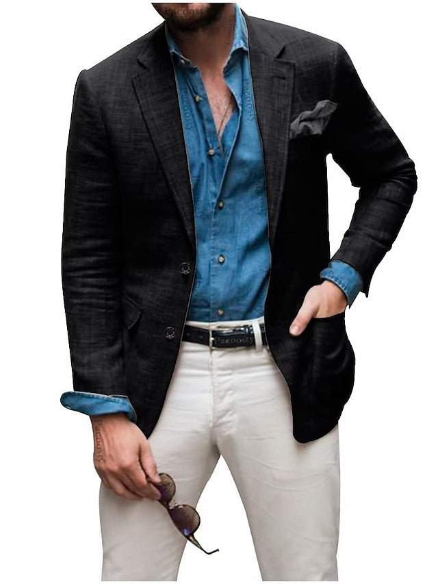 Veste Blazer à Deux Boutons à Coupe Ajustée pour Homme