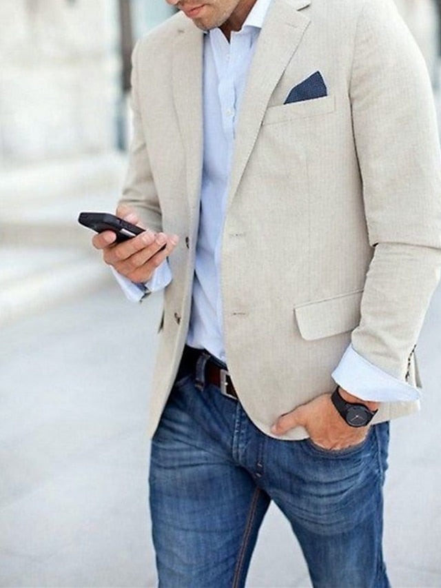 Veste Blazer à Deux Boutons à Coupe Ajustée pour Homme