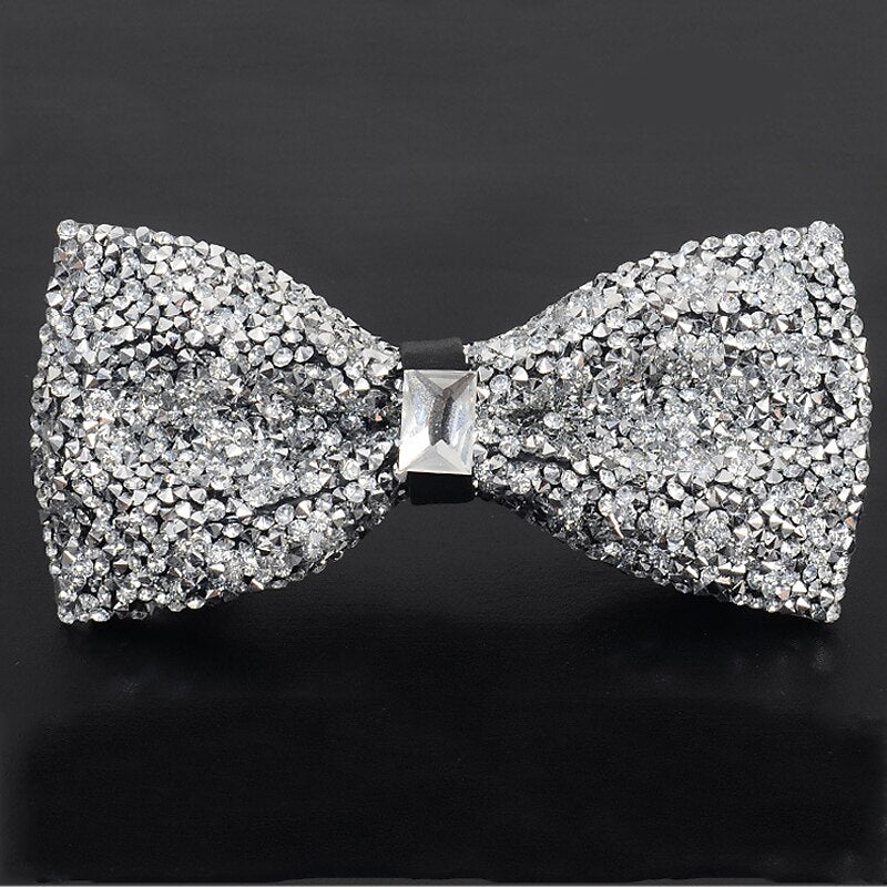 N?ud papillon de fête pour hommes, strass scintillants de luxe avec perles