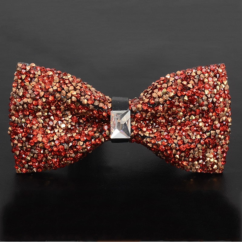 N?ud papillon de fête pour hommes, strass scintillants de luxe avec perles