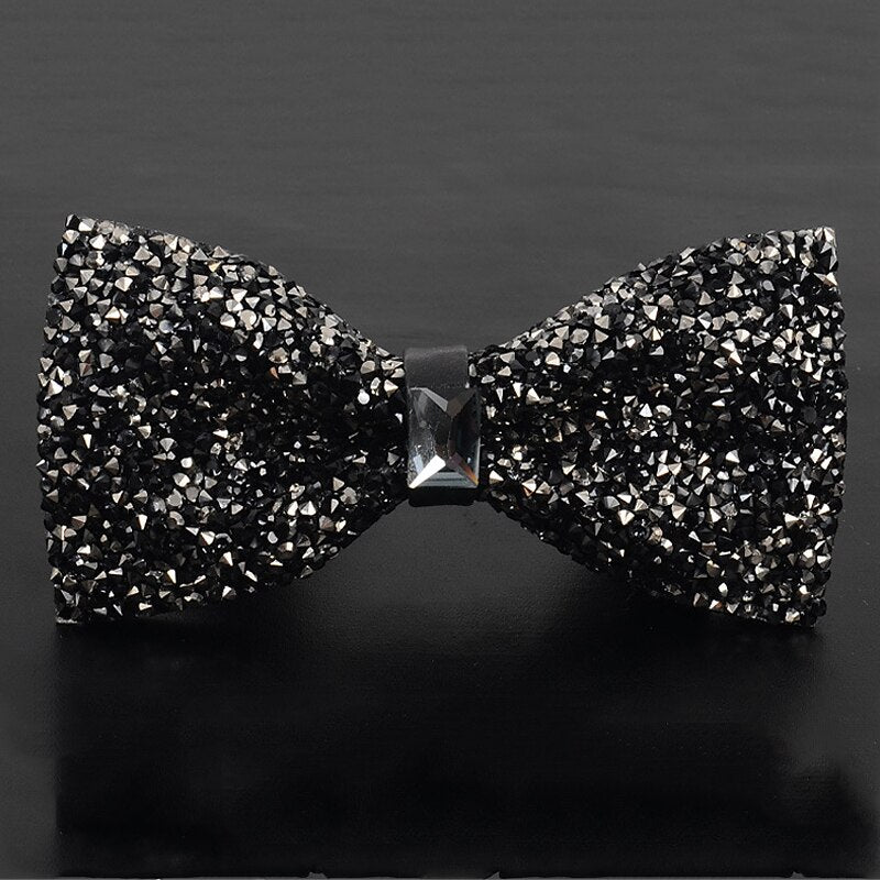 N?ud papillon de fête pour hommes, strass scintillants de luxe avec perles