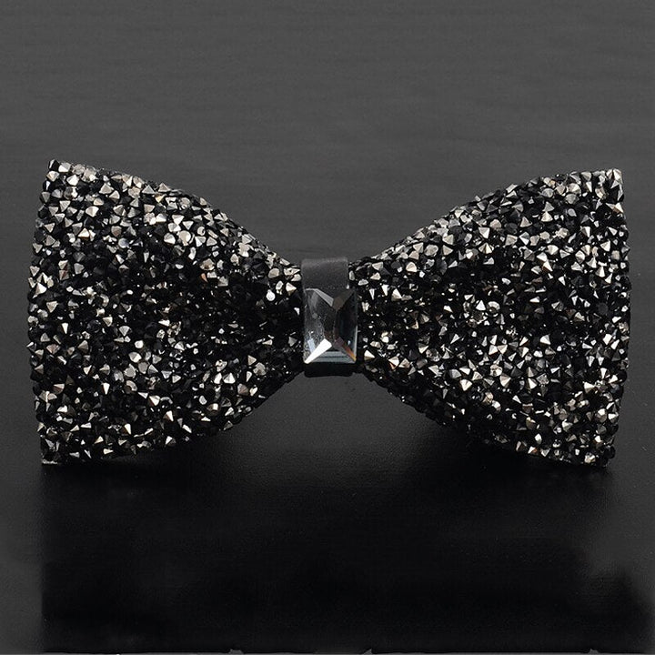 N?ud papillon de fête pour hommes, strass scintillants de luxe avec perles