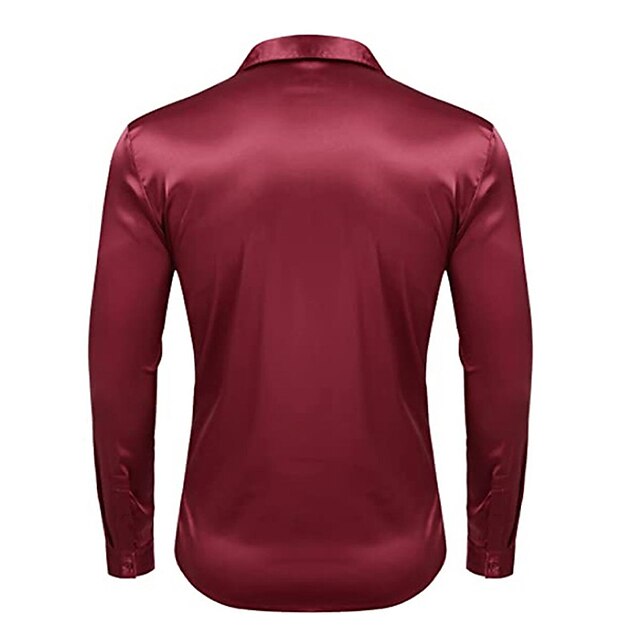 Chemise décontractée à manches longues en polyester pour hommes, couleur unie