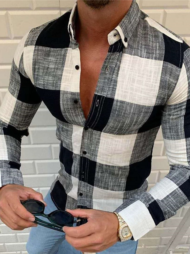 Chemise décontractée à manches longues en coton mélangé pour hommes