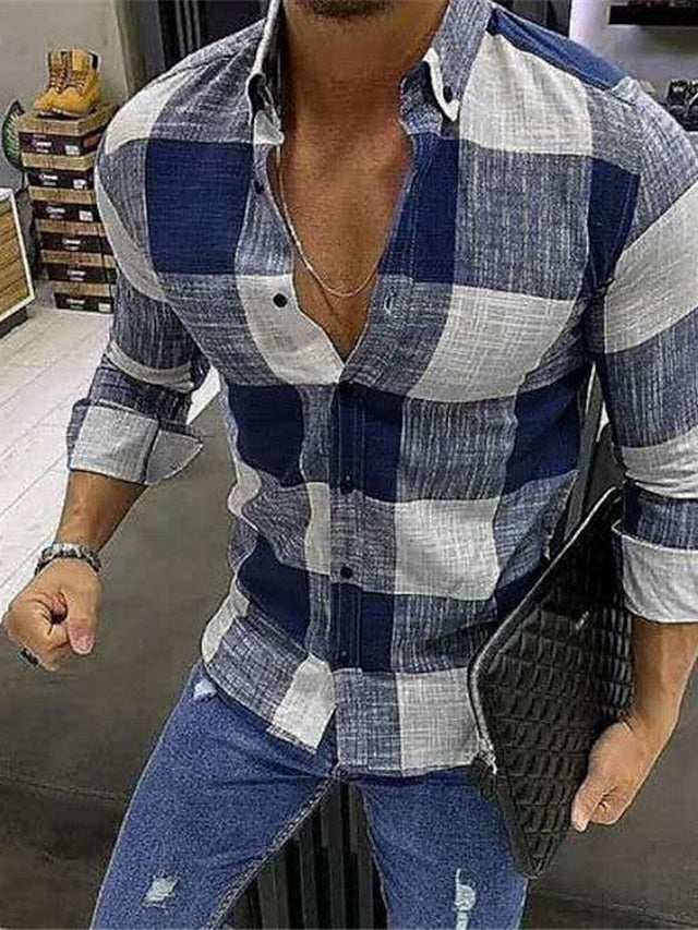 Chemise décontractée à manches longues en coton mélangé pour hommes