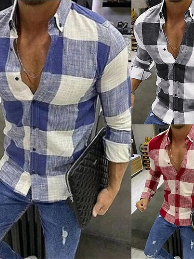 Chemise décontractée à manches longues en coton mélangé pour hommes