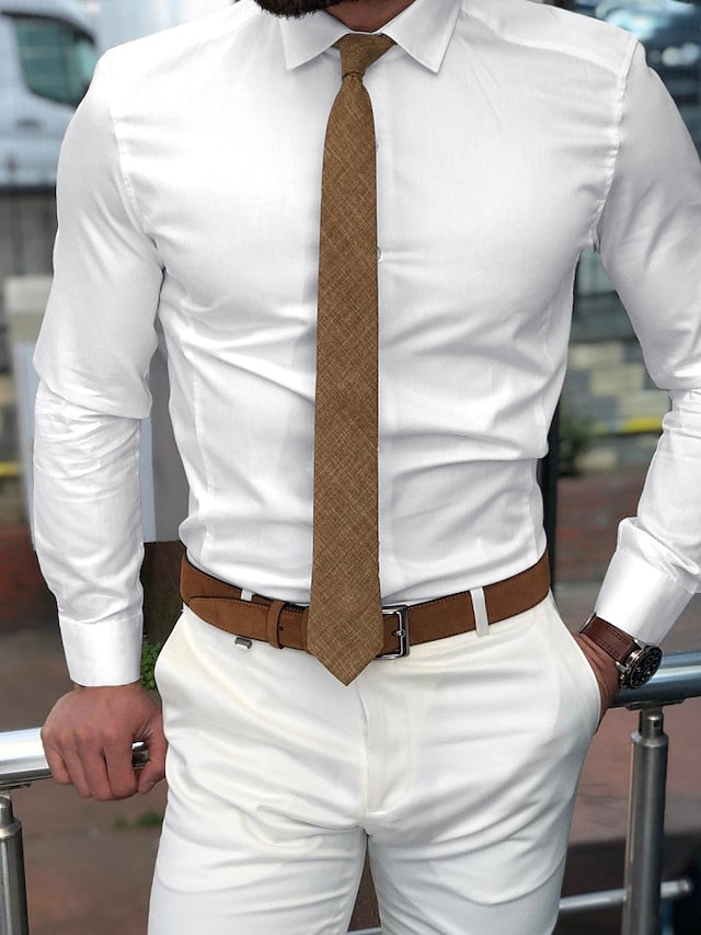 Chemise à Manches Longues en Polyester à Coupe Standard pour Homme