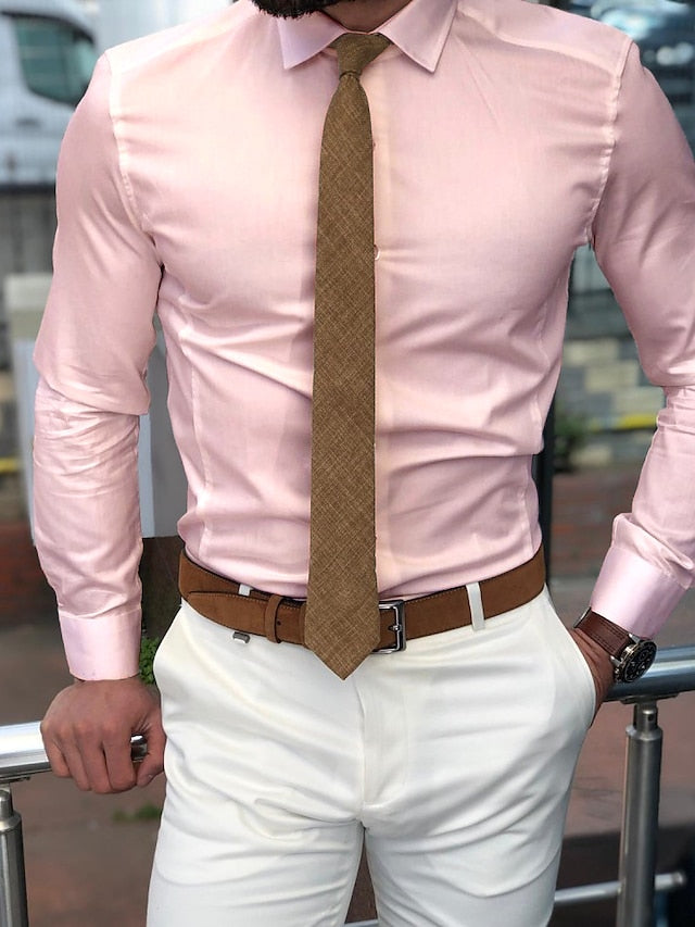 Chemise à Manches Longues en Polyester à Coupe Standard pour Homme