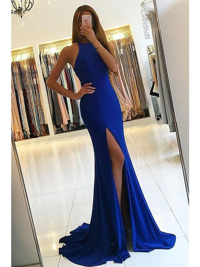 Robe de Bal Sirène/Trompette à Col Haut et Longueur Au Sol