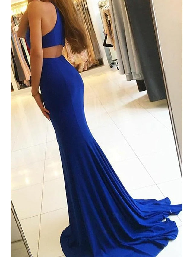 Robe de Bal Sirène/Trompette à Col Haut et Longueur Au Sol