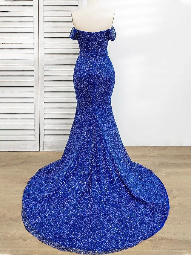 Robe de Bal Fourreau/Colonne à Épaules Dénudées et Longueur Au Sol