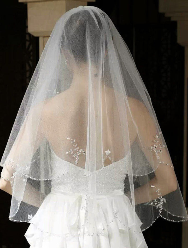 Voile de mariage en DentelleVoiles de coude avec Solide / à deux niveaux Style classique / Motif 59,06 po (150 cm) POLY / Dentelle