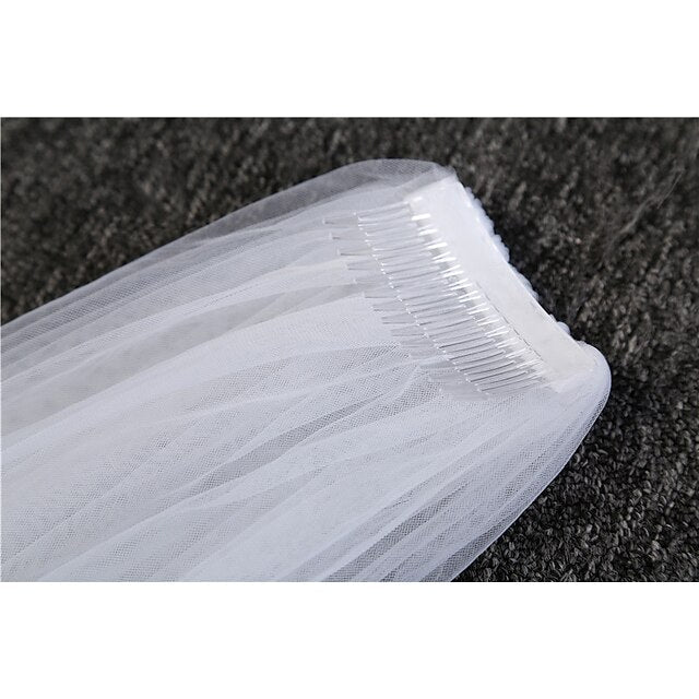Voile de Mariage Simple à Un Niveau Voiles Cathédrale avec Tulle Solide de 300 Cm