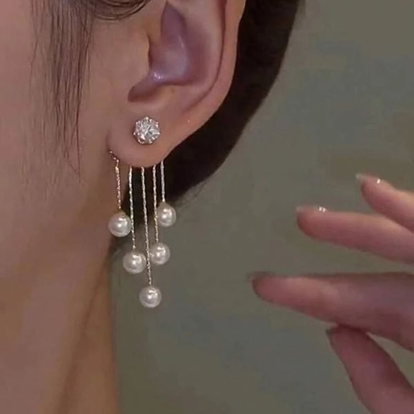 Boucles d'oreilles pendantes avec perles