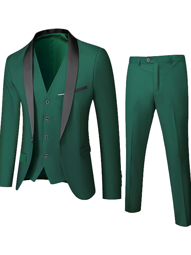 Costumes de Mariage 3 Pièces à Boutonnage Simple pour Hommes, Coupe Standard