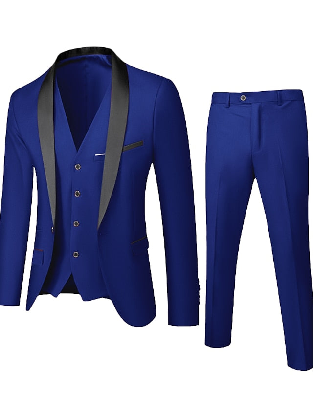 Costumes de Mariage 3 Pièces à Boutonnage Simple pour Hommes, Coupe Standard