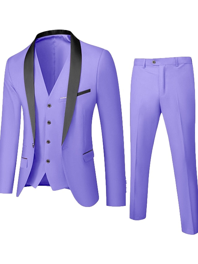 Costumes de Mariage 3 Pièces à Boutonnage Simple pour Hommes, Coupe Standard