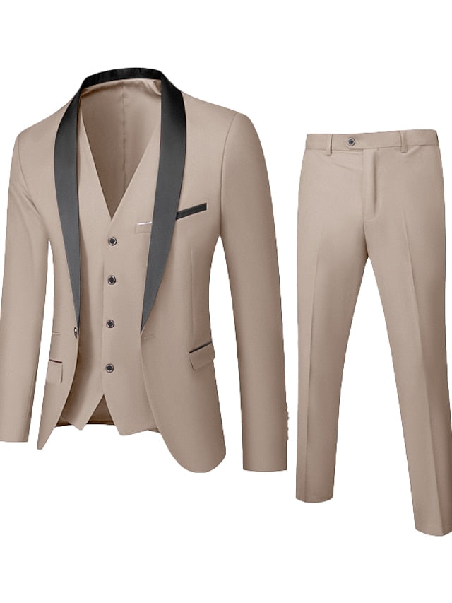 Costumes de Mariage 3 Pièces à Boutonnage Simple pour Hommes, Coupe Standard