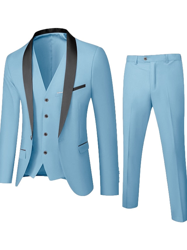 Costumes de Mariage 3 Pièces à Boutonnage Simple pour Hommes, Coupe Standard