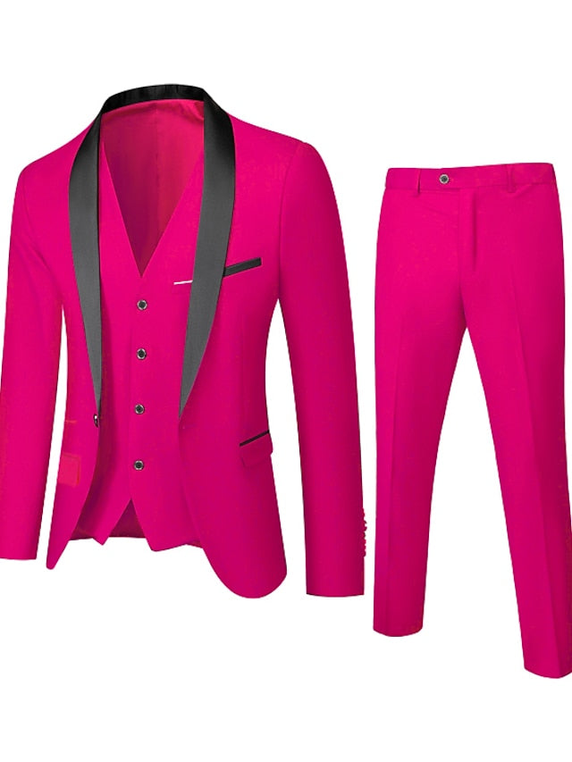 Costumes de Mariage 3 Pièces à Boutonnage Simple pour Hommes, Coupe Standard
