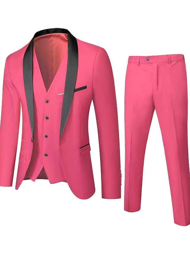 Costumes de Mariage 3 Pièces à Boutonnage Simple pour Hommes, Coupe Standard
