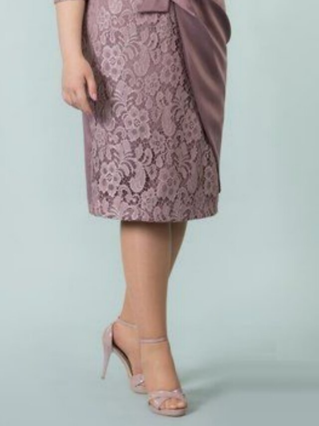 Robes de Mère de la Mariée Fourreau/Colonne à Col Carré et Longueur Thé