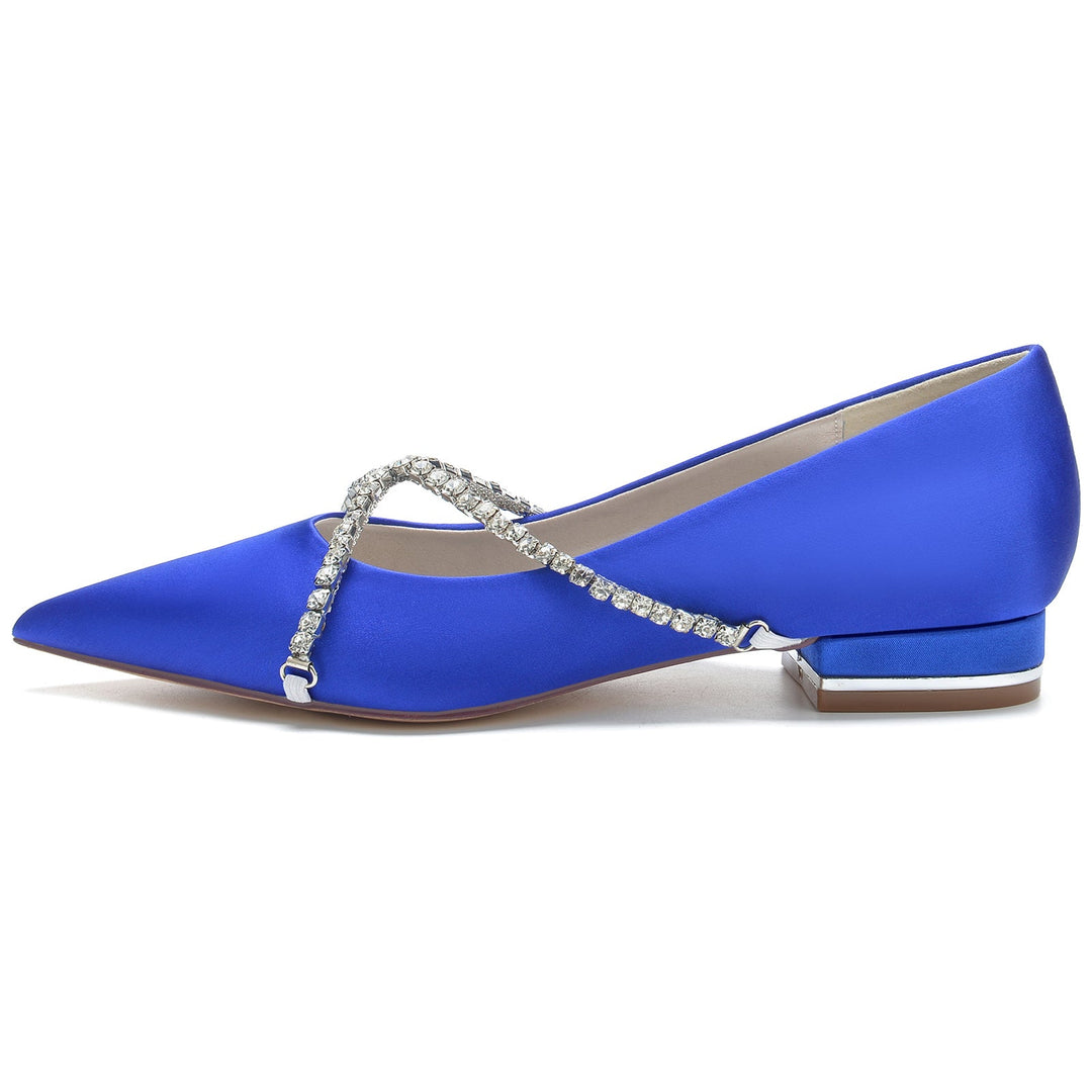 Chaussures de Mariage pour Femmes, Chaussures de Mariée à Bout Pointu et à Chaîne Croisée en Cristal