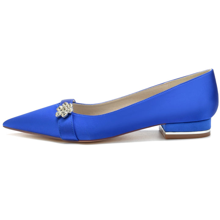 Chaussures de Mariage pour Femmes Petites Chaussures de Mariée à Bout Pointu et à Fleur de Diamant