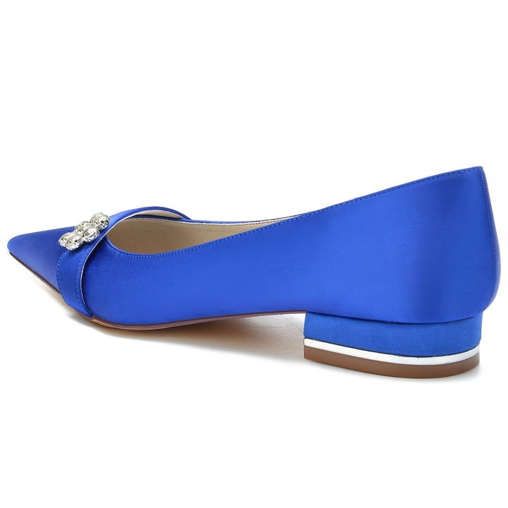 Chaussures de Mariage pour Femmes Petites Chaussures de Mariée à Bout Pointu et à Fleur de Diamant
