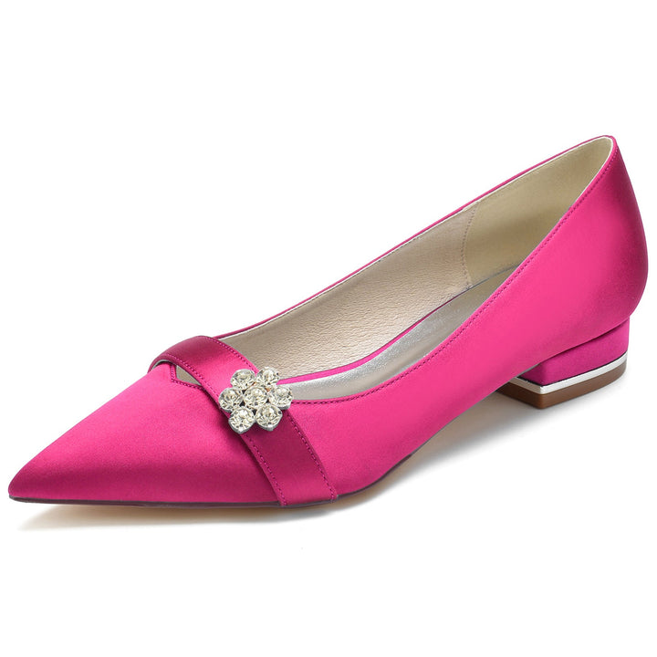 Chaussures de Mariage pour Femmes Petites Chaussures de Mariée à Bout Pointu et à Fleur de Diamant