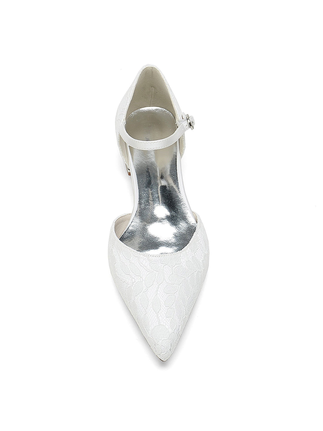 Chaussures de Mariage pour Femmes en Dentelle à Talon Bas et Bout Pointu pour Demoiselle D'Honneur