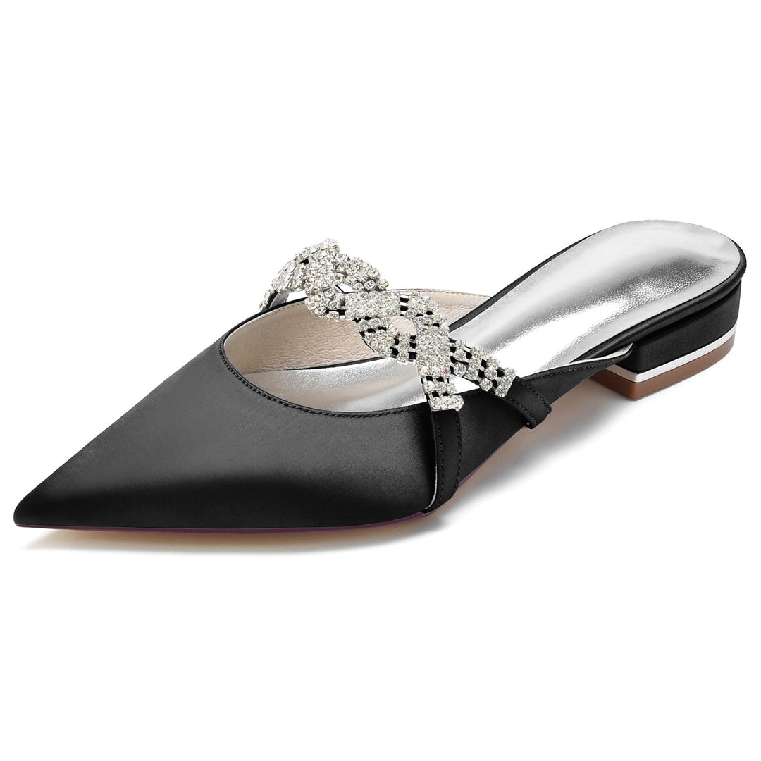 Chaussures de Mariage pour Femmes Chaussures de Mariée à Bout Pointu et Bas en Cristal Scintillant Torsadé