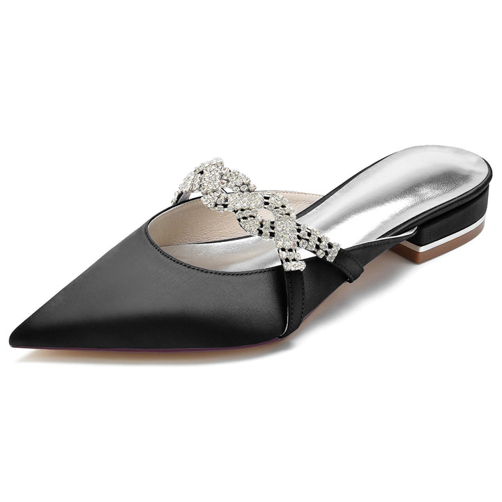 Chaussures de Mariage pour Femmes Chaussures de Mariée à Bout Pointu et Bas en Cristal Scintillant Torsadé