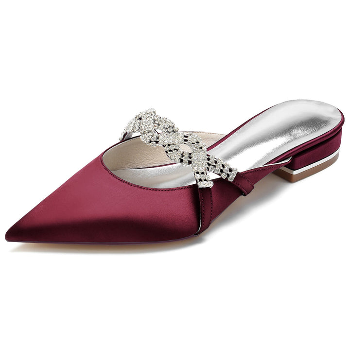 Chaussures de Mariage pour Femmes Chaussures de Mariée à Bout Pointu et Bas en Cristal Scintillant Torsadé