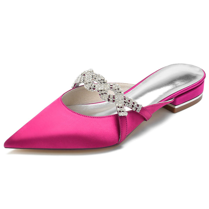 Chaussures de Mariage pour Femmes Chaussures de Mariée à Bout Pointu et Bas en Cristal Scintillant Torsadé