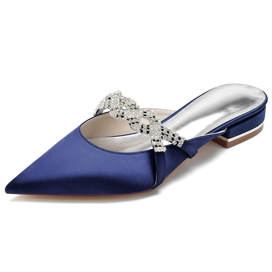 Chaussures de Mariage pour Femmes Chaussures de Mariée à Bout Pointu et Bas en Cristal Scintillant Torsadé