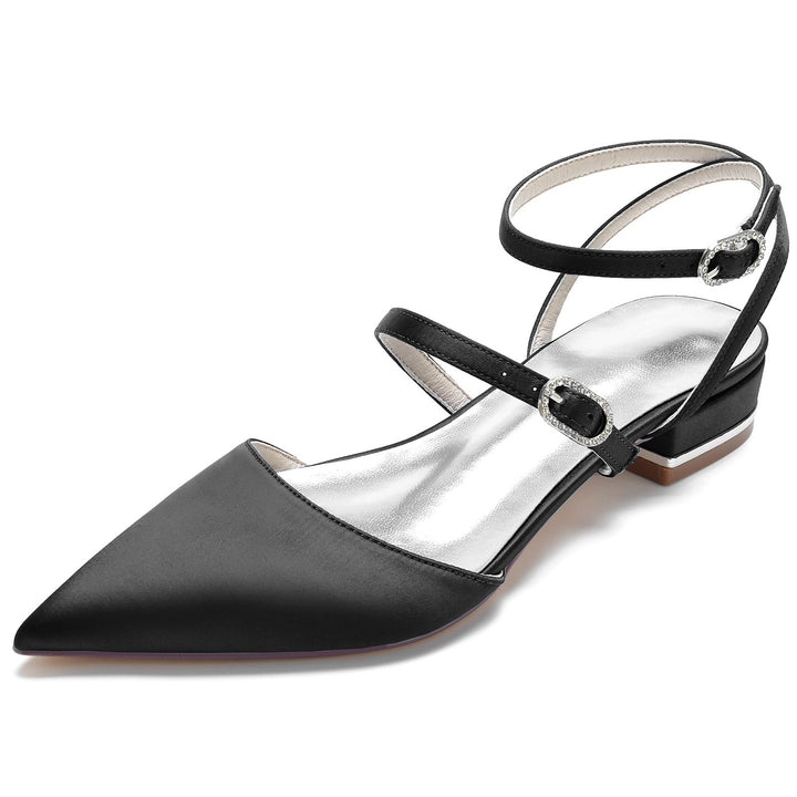 Chaussures de Mariage pour Femmes à Lanières, Talon Bas, Bout Pointu, Boucle, Chaussures de Mariée