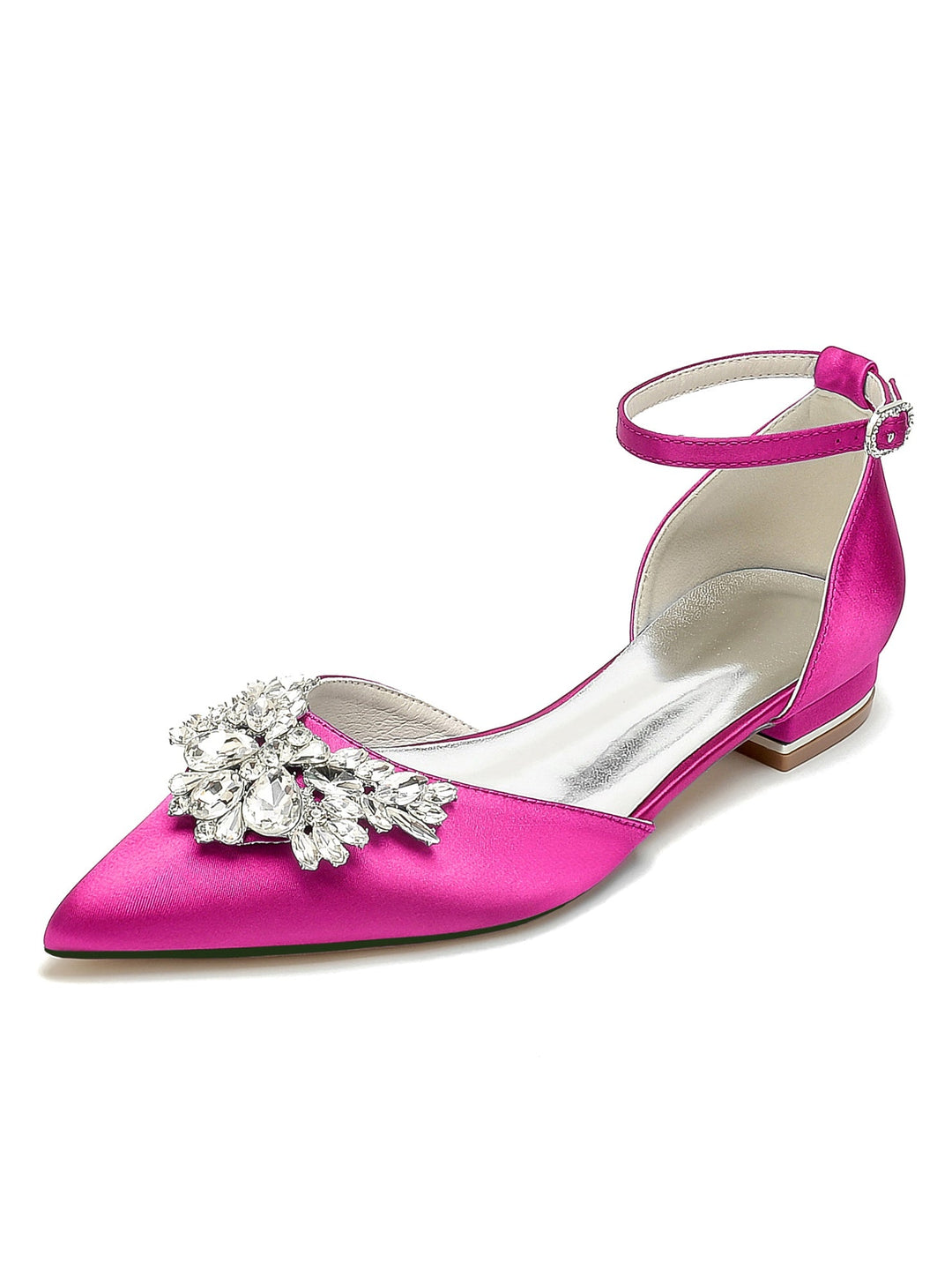 Chaussures de Mariage pour Femmes, Chaussures de Demoiselle D'Honneur à Talons Bas et Bout Pointu avec Strass