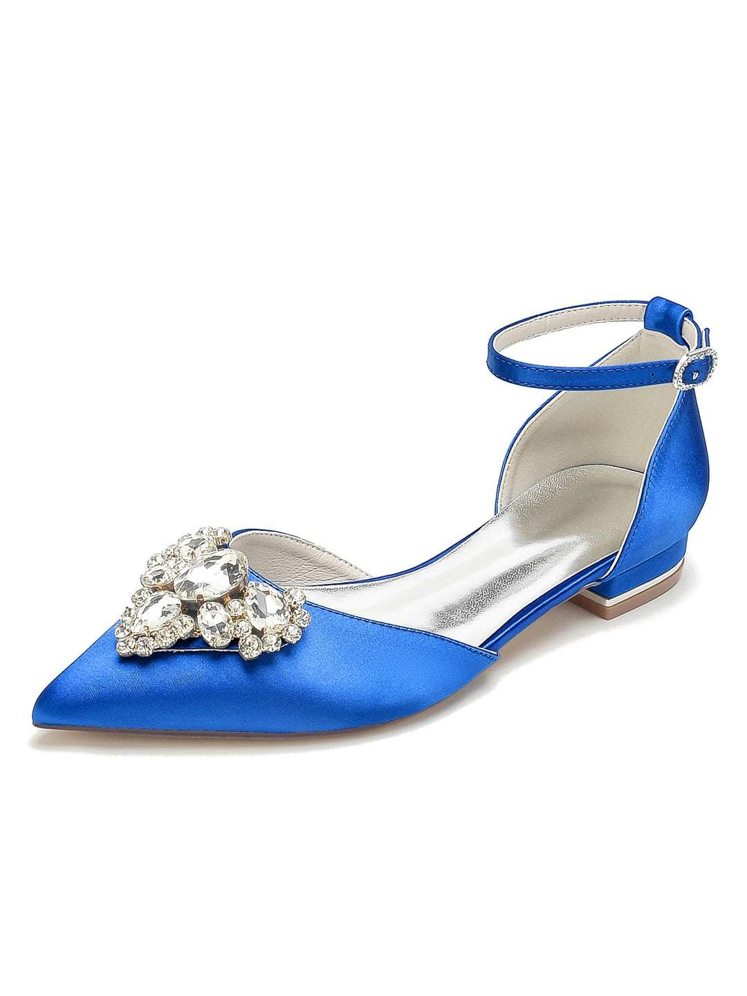 Chaussures de Mariage pour Femmes, Chaussures de Demoiselle D'Honneur à Talons Bas et Bout Pointu avec Strass