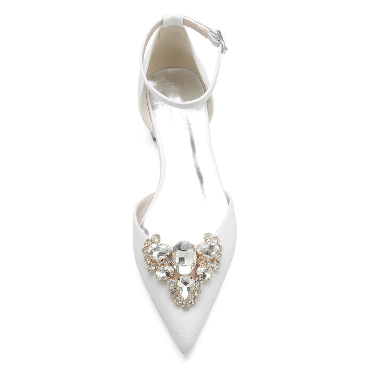 Chaussures de Mariage pour Femmes, Chaussures de Mariée à Bout Fermé et à Boucle, Imitation Diamant Pailleté