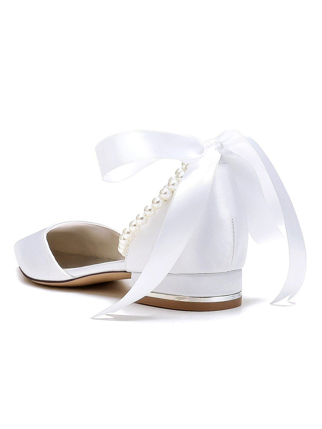 Chaussures de Mariage pour Femmes, Chaussures de Demoiselle D'Honneur à Bout Pointu et à Talon Bas avec Perles