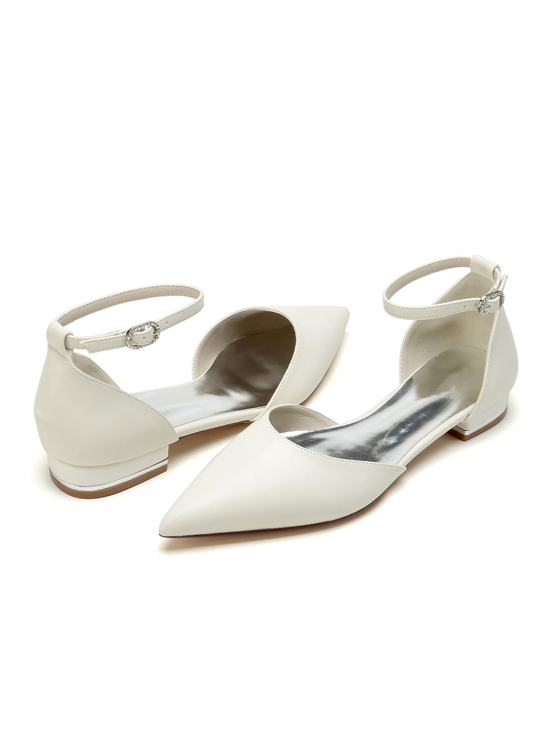 Chaussures de Mariage pour Femmes, Chaussures de Demoiselle D'Honneur à Talon Bas et à Bout Pointu