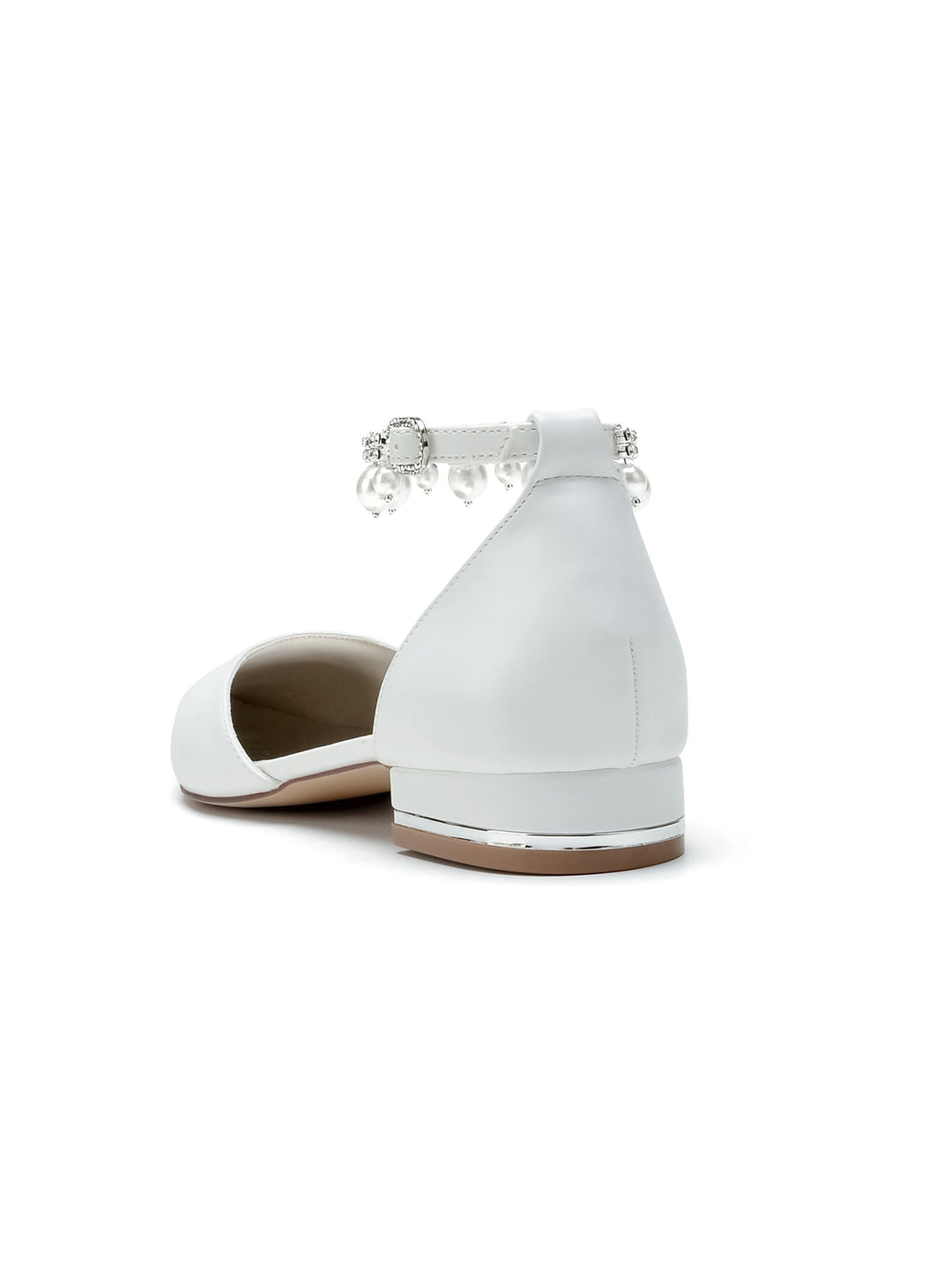 Chaussures de Mariage pour Femmes, Chaussures de Mariée à Talons Bas et Bout Pointu avec Strass
