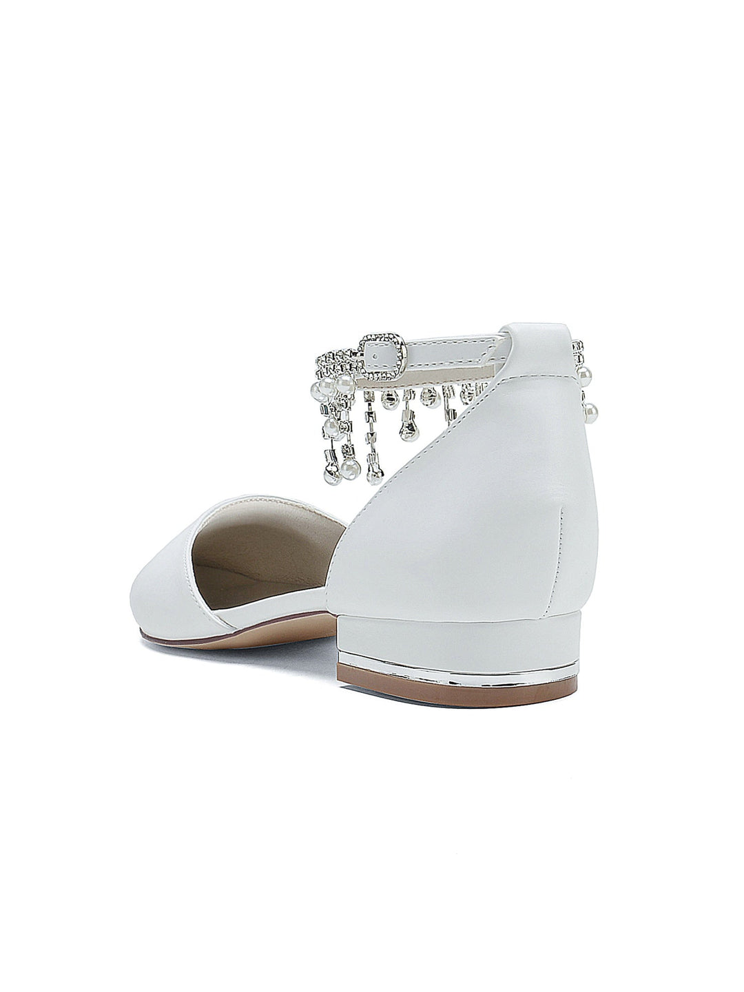 Chaussures de Mariage pour Femmes, Chaussures de Demoiselle D'Honneur à Talons Bas et Bout Pointu avec Strass