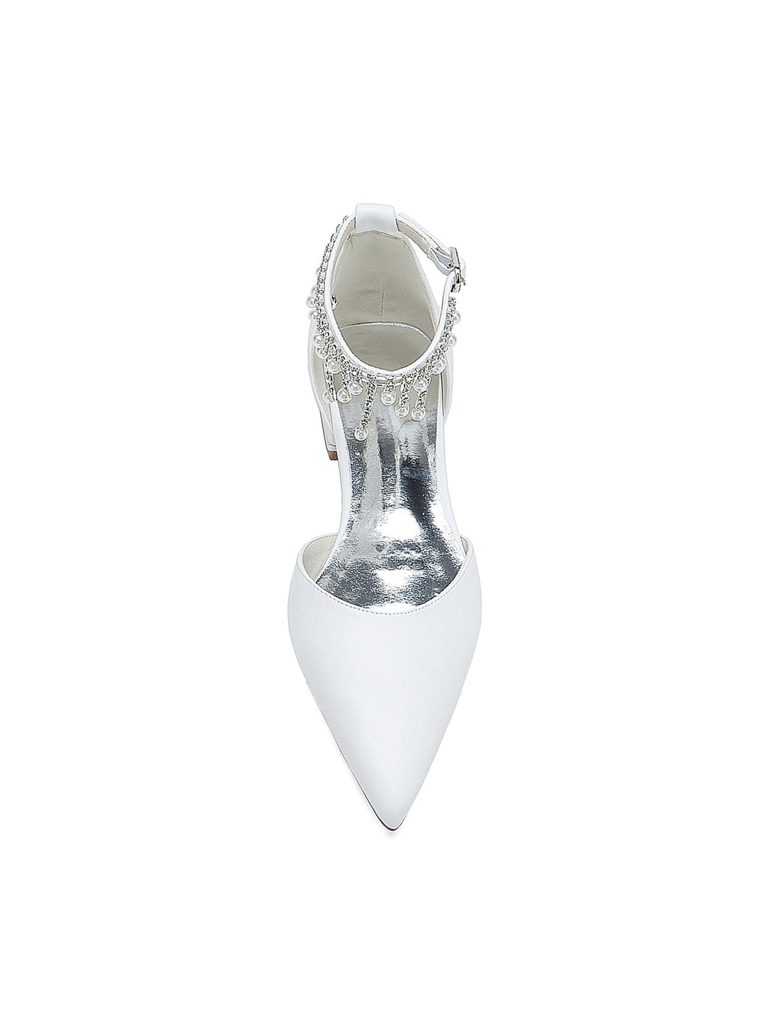 Chaussures de Mariage pour Femmes, Chaussures de Demoiselle D'Honneur à Talons Bas et Bout Pointu avec Strass