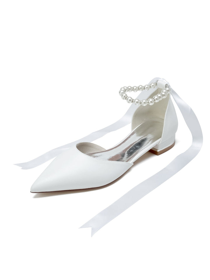 Chaussures de Mariage pour Femmes, Chaussures de Demoiselle D'Honneur à Talons Bas et Bout Pointu