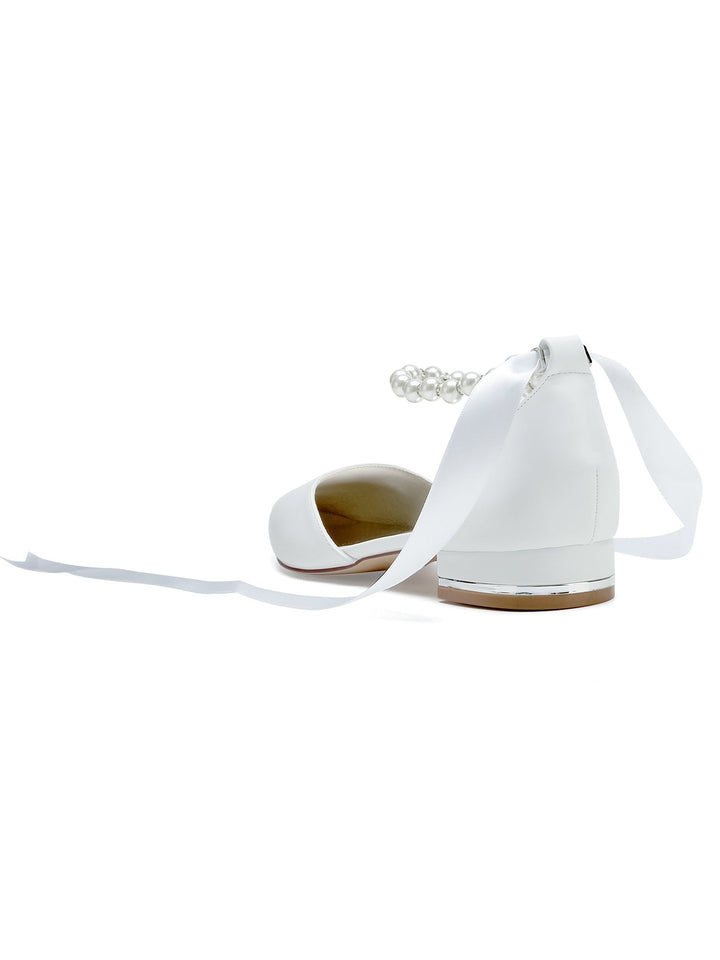 Chaussures de Mariage pour Femmes, Chaussures de Demoiselle D'Honneur à Talons Bas et Bout Pointu