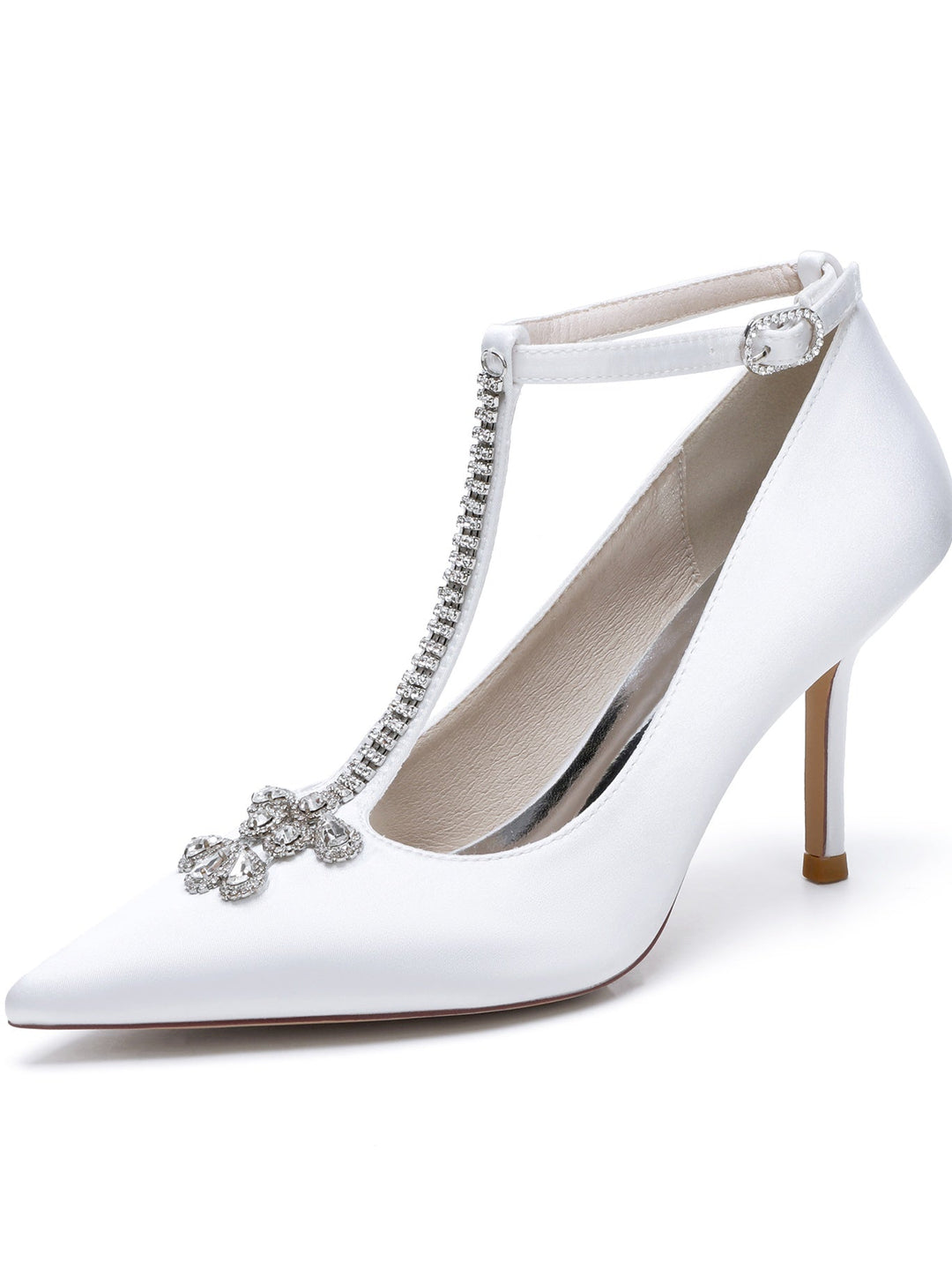 Chaussures de Mariage pour Femmes, Chaussures de Demoiselle D'Honneur à Talon Aiguille et Bout Pointu avec Strass